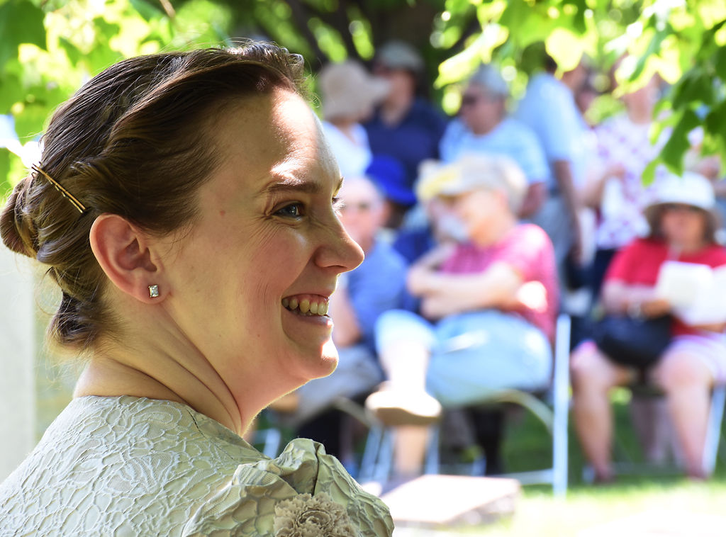Mary Shaw waits between her performances